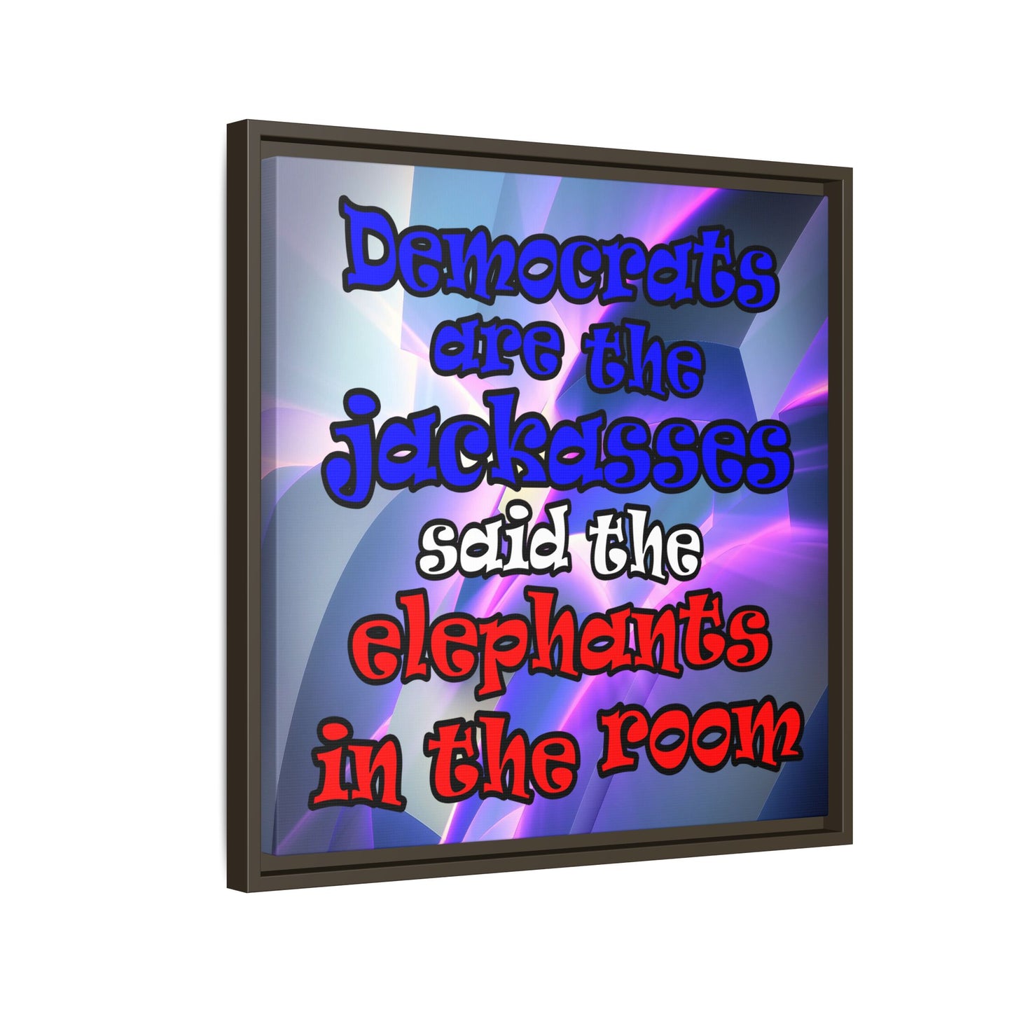 donkeys and elephants - framed canvas art (grey-pink wave)