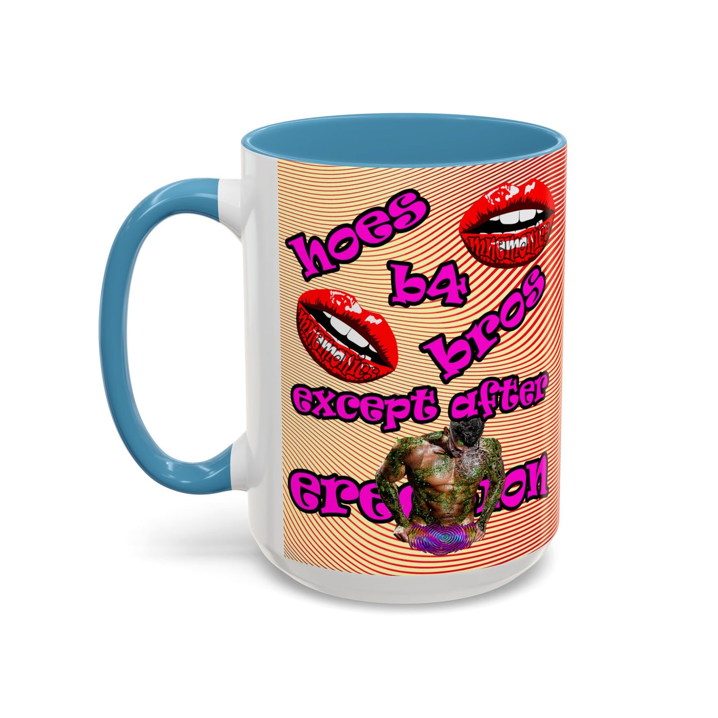 hoes b4 bros - Accent Mug (yellow-orange wave)