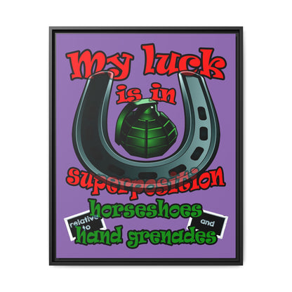 my luck - framed canvas art (light purple)