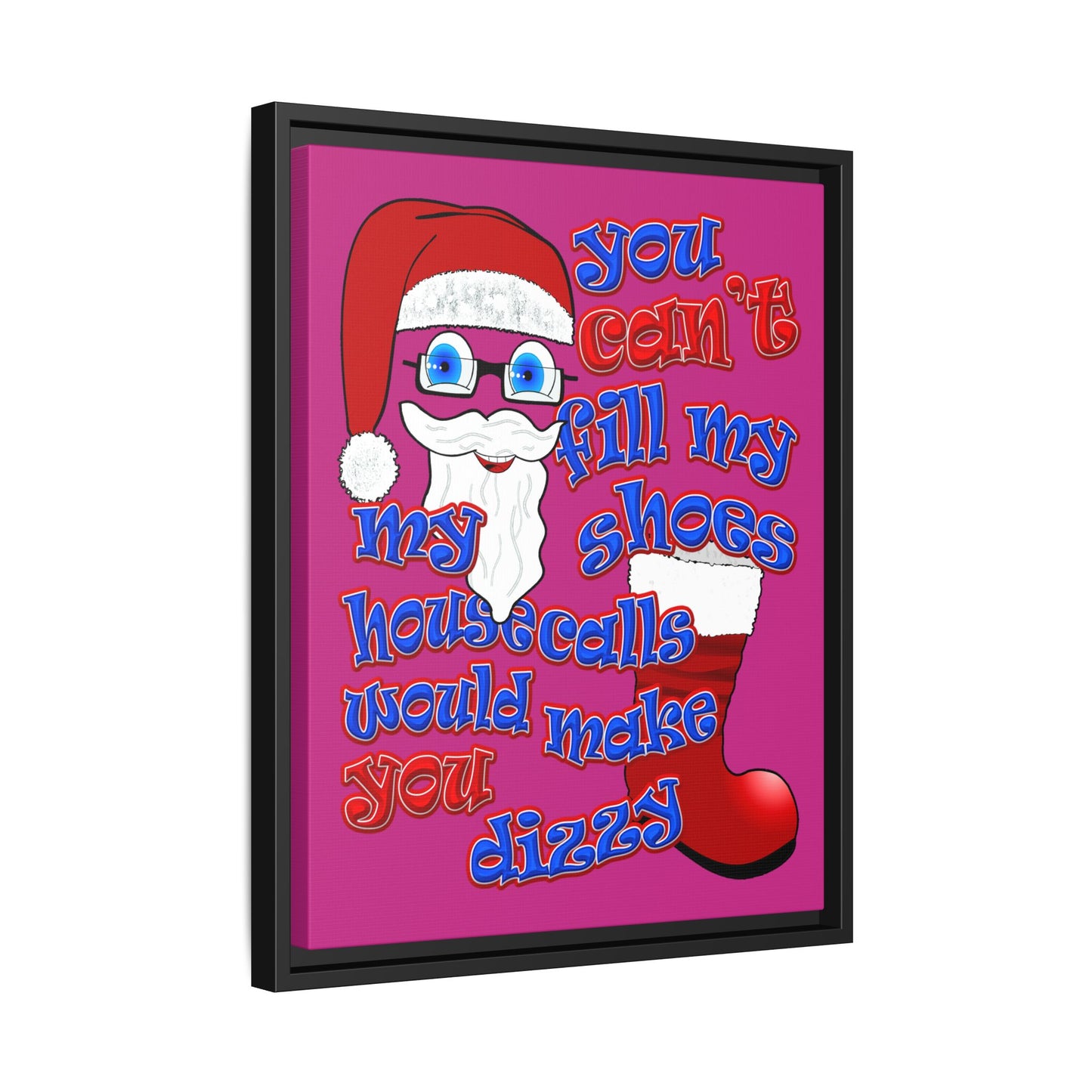 santa's shoes - framed canvas art (pink)