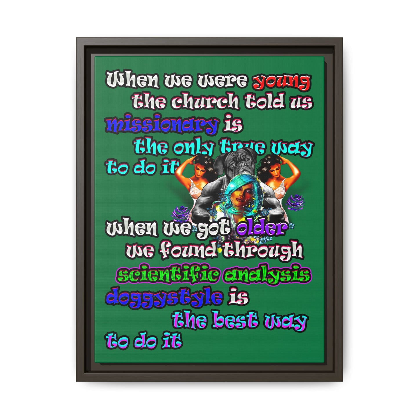 doggystyle - framed canvas art (dark green)