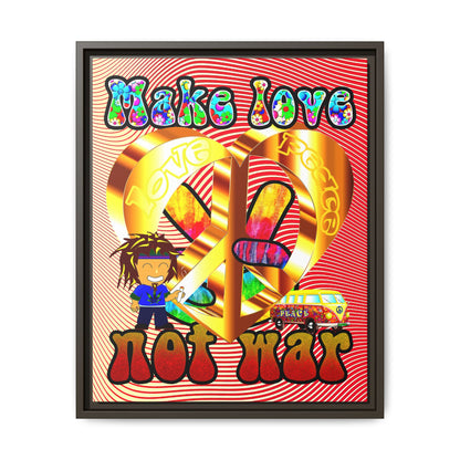 love peace - framed canvas art (yellow-orange wave)