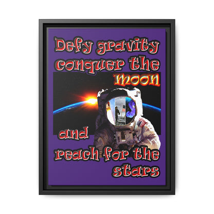 defy conquer reach - framed canvas art (purple)