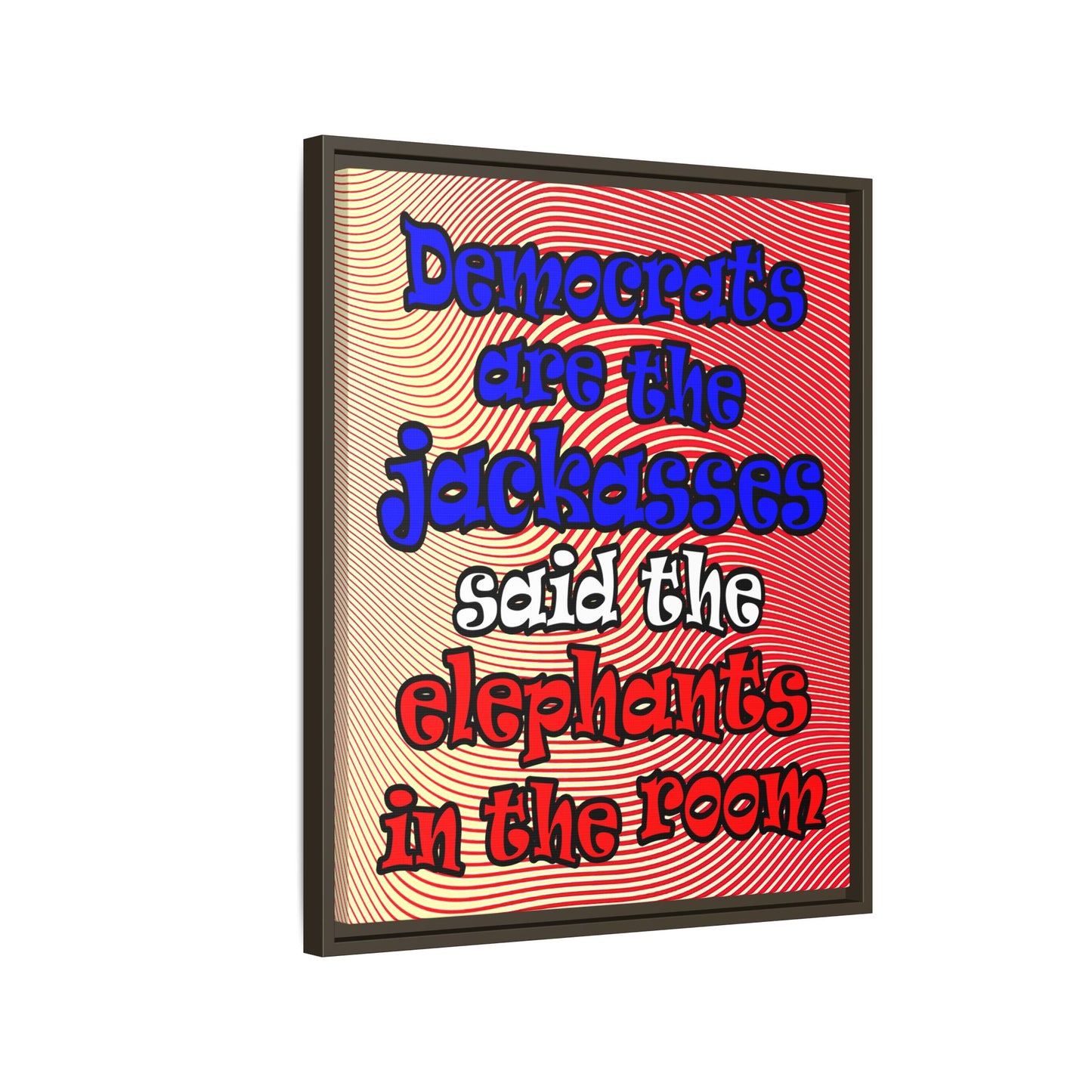 donkeys and elephants - framed canvas art (yellow-orange wave)
