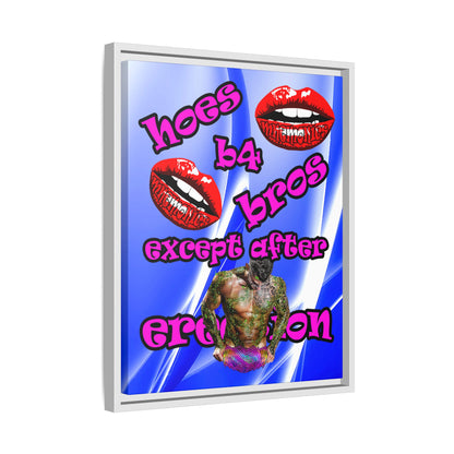 hoes b4 bros - framed canvas art (blue-white wave)