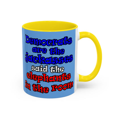 donkeys and elephants - Accent Mug (light blue)
