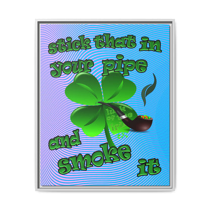 stick that in your pipe and smoke it - framed canvas art (light blue-purple wave)