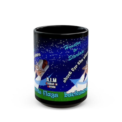 shoot for the stars - Black Mug ('snoops' background)