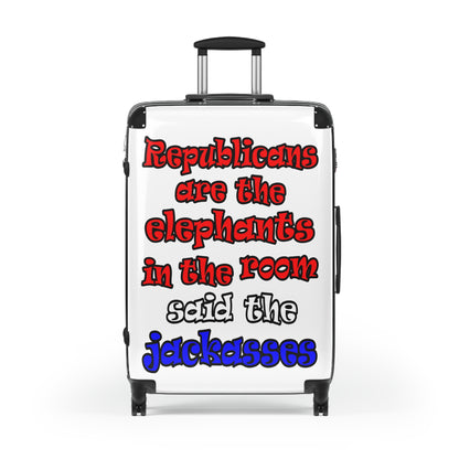donkeys and elephants - Suitcase (white)