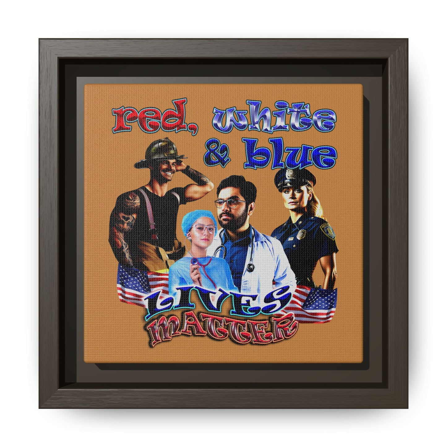 rw&b lives matter - framed canvas art (light brown)