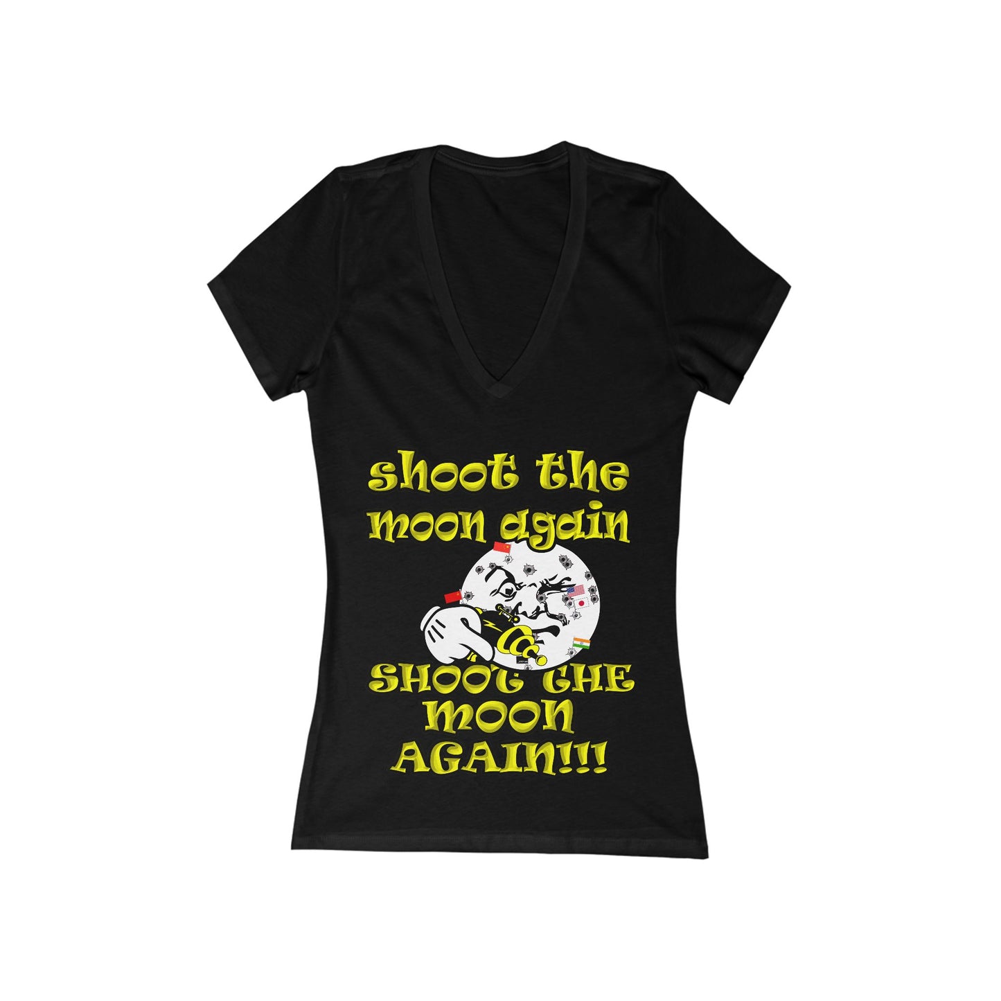 shoot the moon again - Women's Jersey Short Sleeve Deep V-Neck Tee