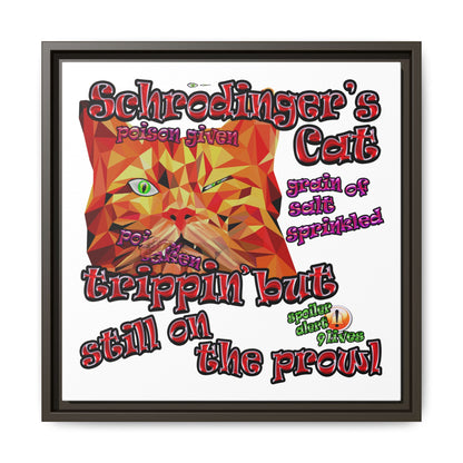 schrodinger's cat - framed canvas art (white)