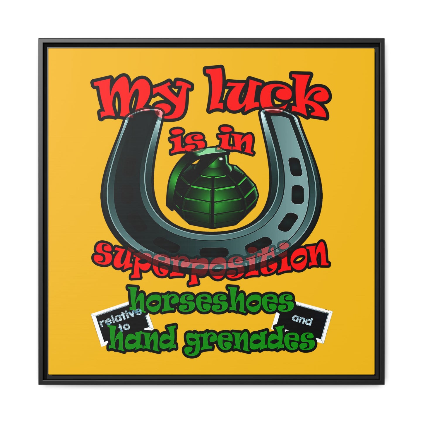 my luck - framed canvas art (yellow)