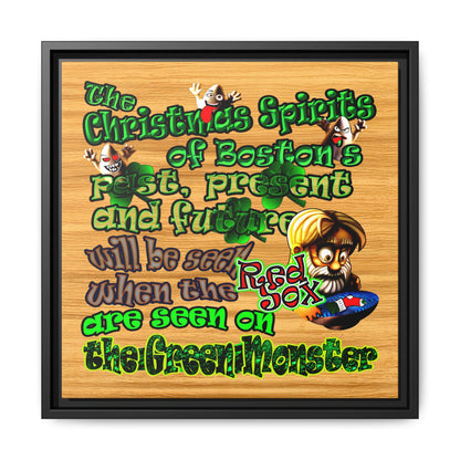 christmas spirits of boston - framed canvas art (butterscotch wood finish)