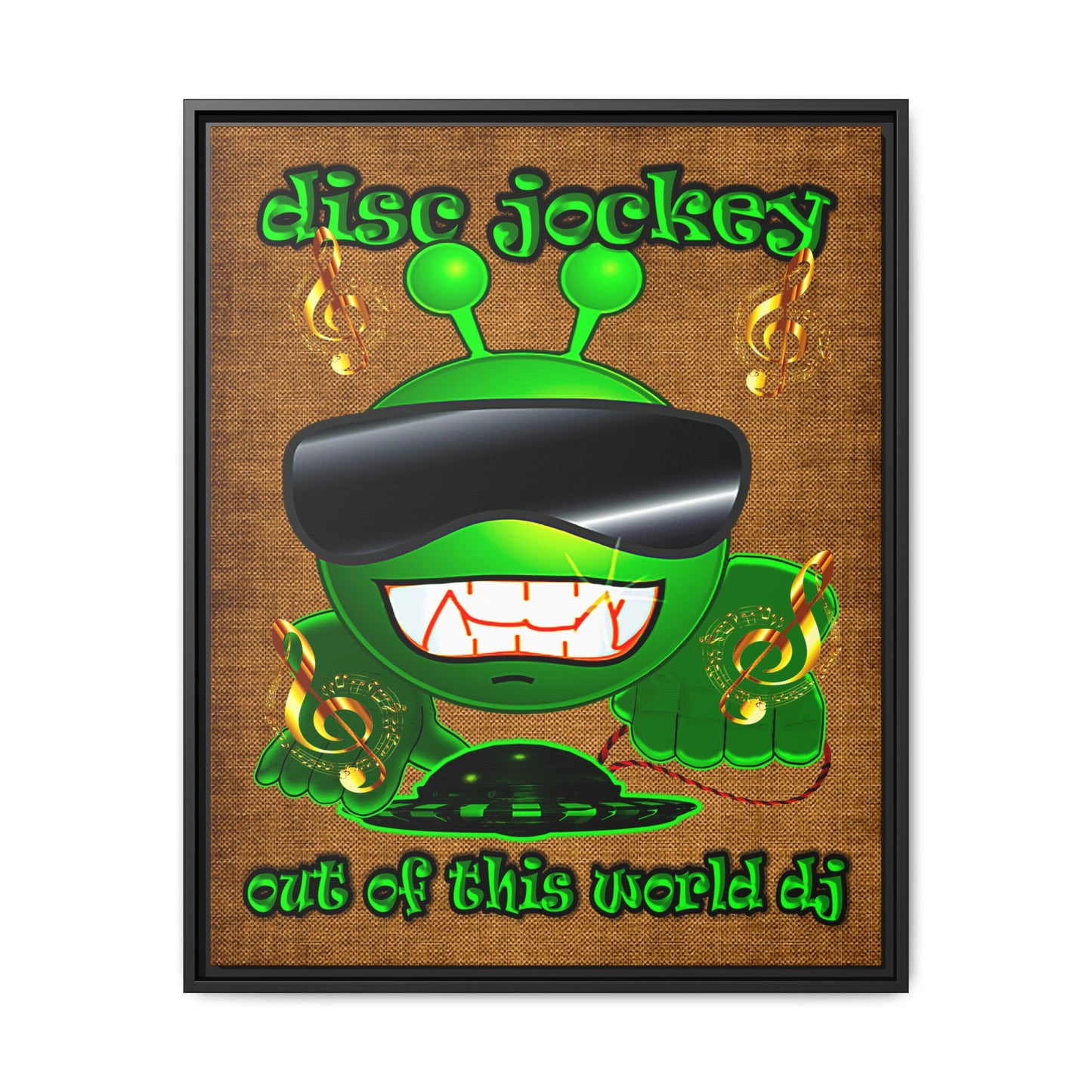 disc jockey - framed canvas art (brown papyrus)