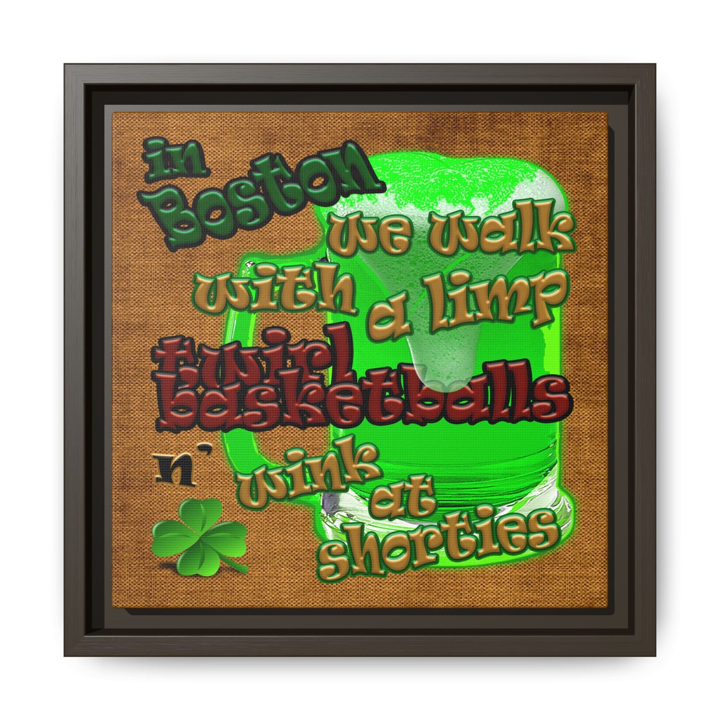 celtics logo - framed canvas art (brown papyrus)