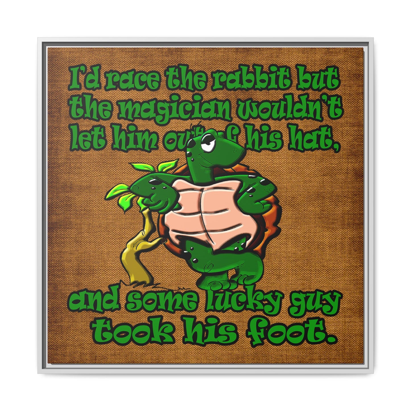 turtle race - framed canvas art (brown papyrus)