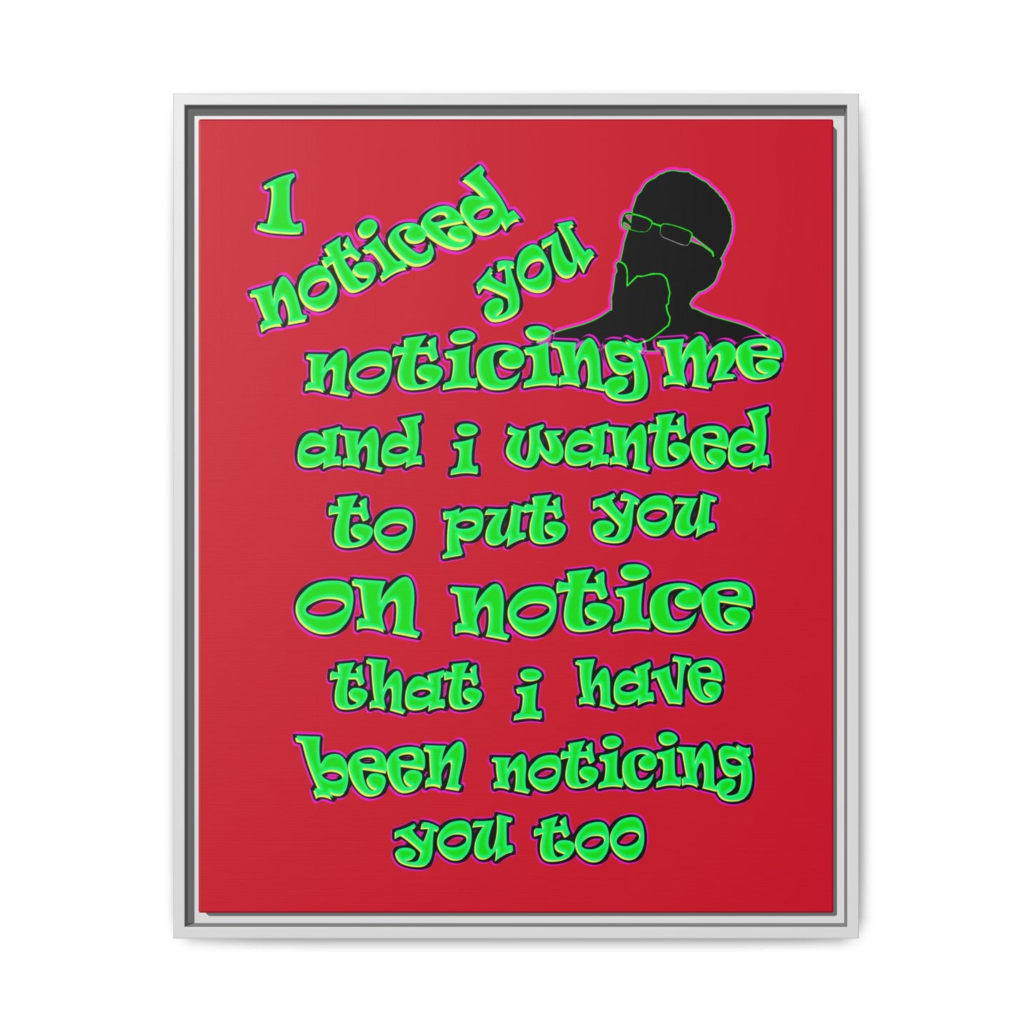 noticed you noticing - framed canvas art (dark red)