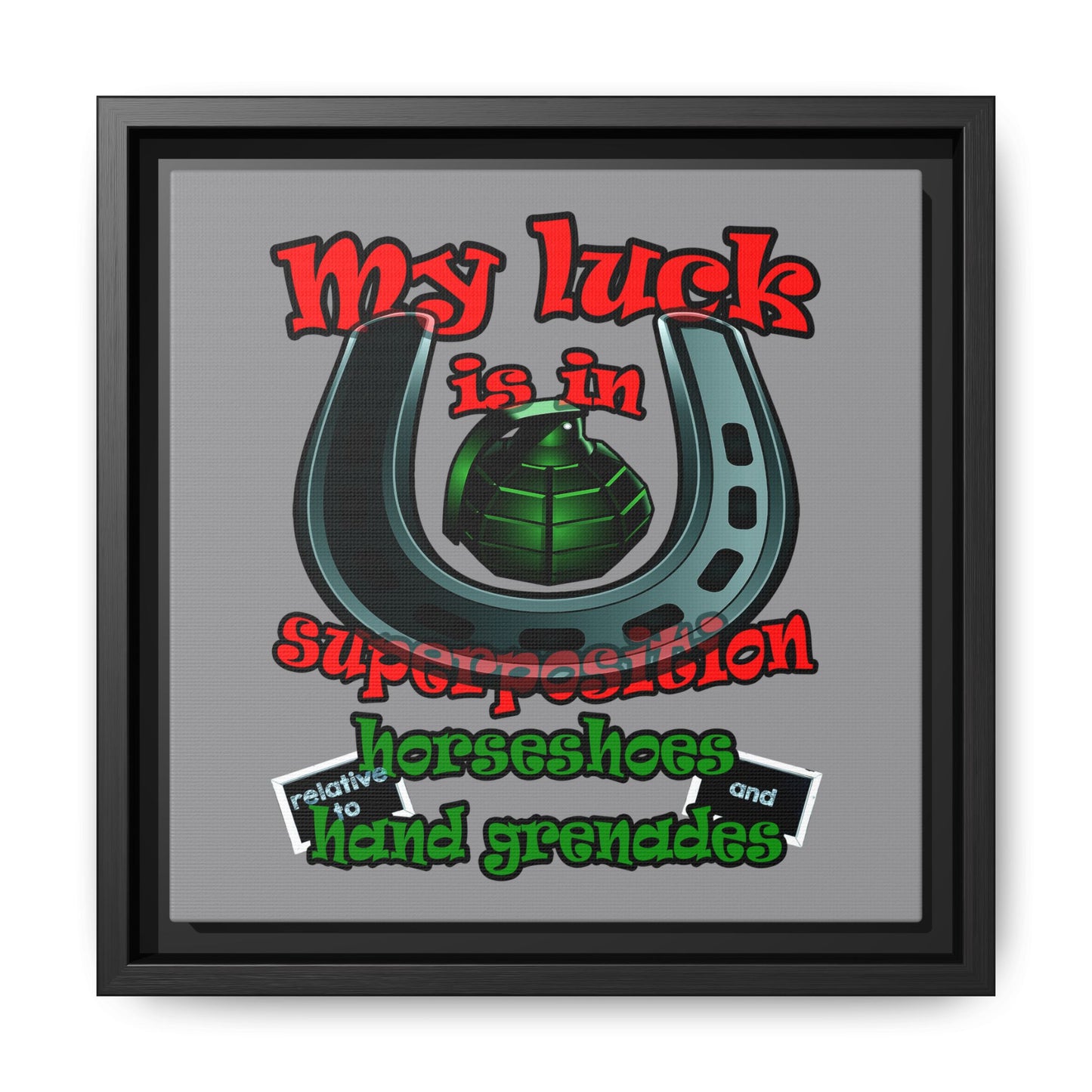 my luck - framed canvas art (grey)