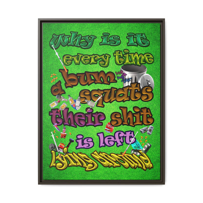 the bum's shit - framed canvas art (green turf)