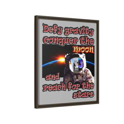 defy conquer reach - framed canvas art (light grey)