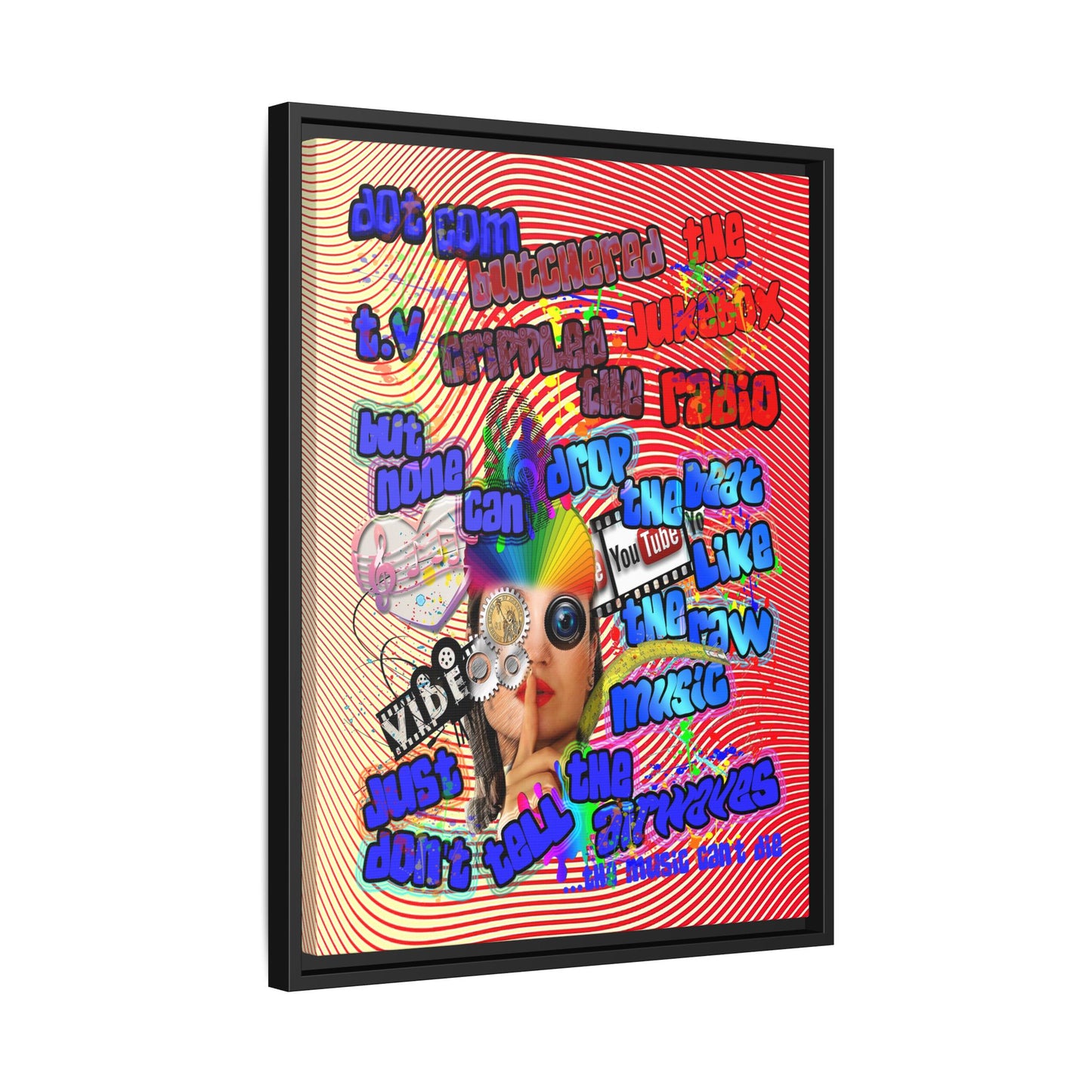 drop the beat - framed canvas art (yellow-orange wave)