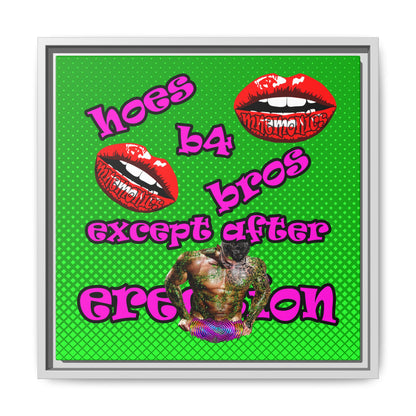 hoes b4 bros - framed canvas art (logo green)