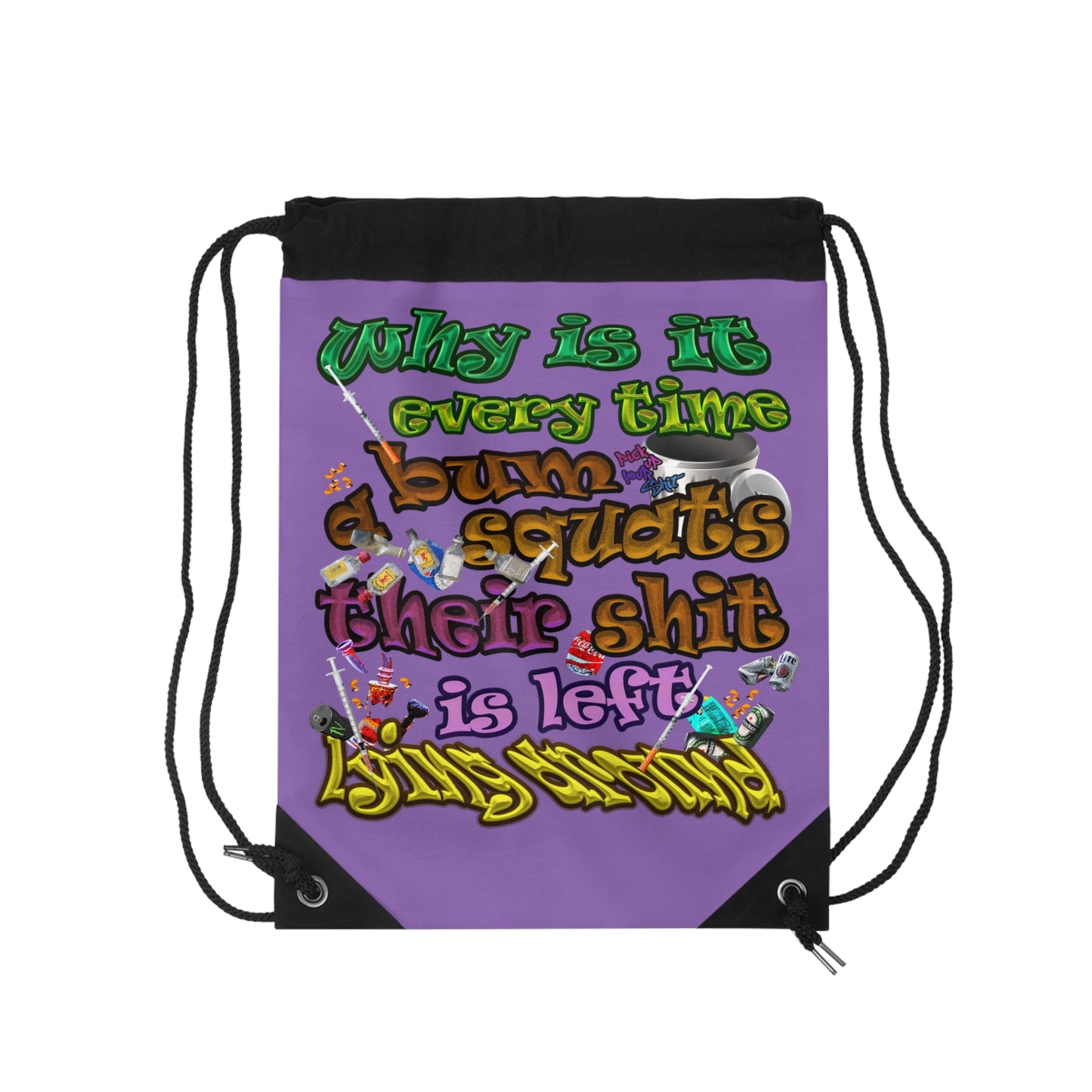 the bum's shit - Drawstring Bag (light purple)