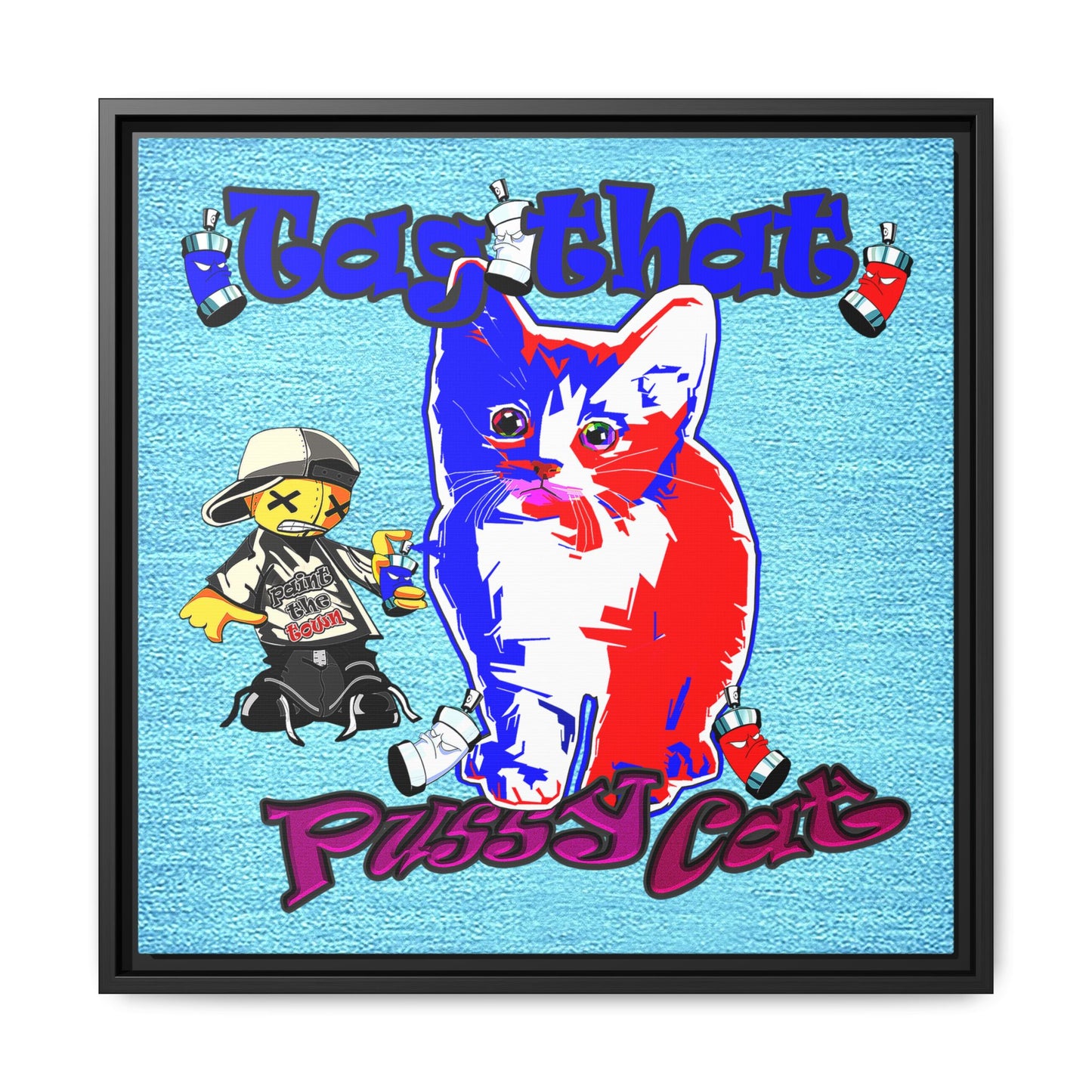 tag that - framed canvas art (faded blue)