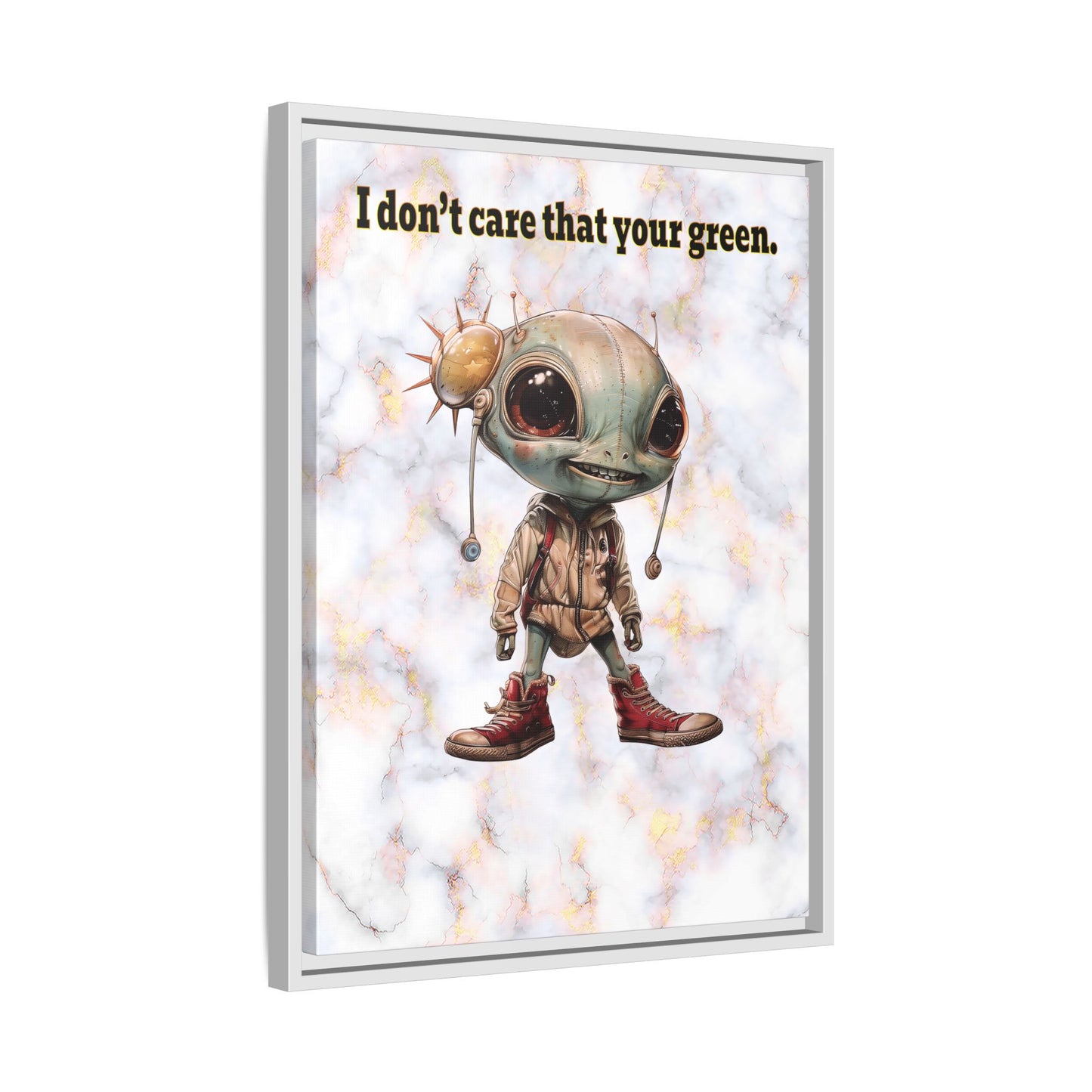 I don't care that your green - framed canvas art (white marble)