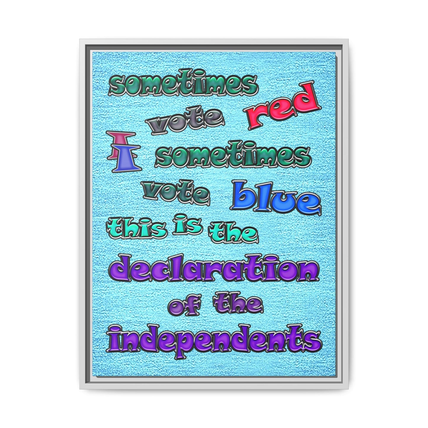 declaration of the independents - framed canvas art (faded blue)