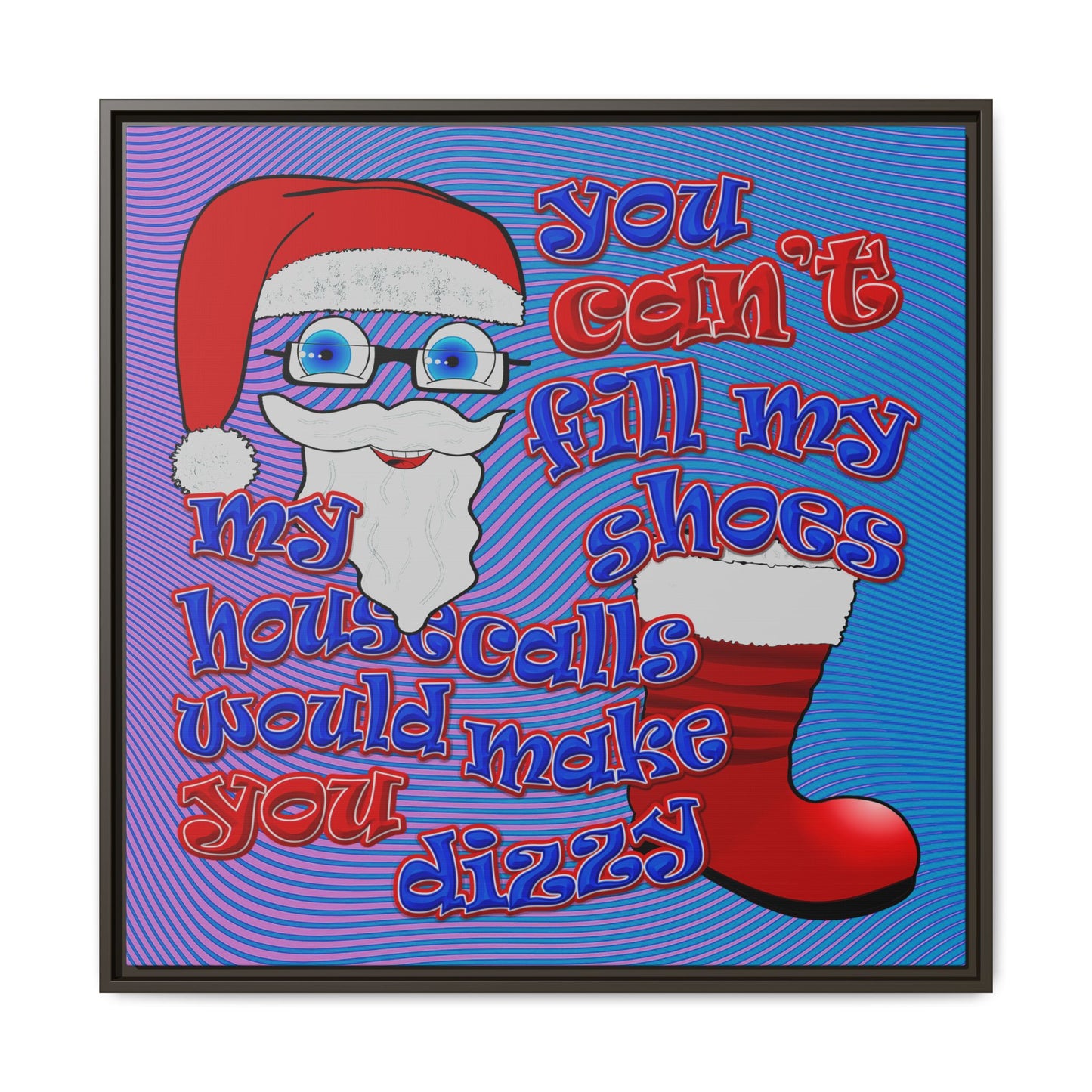 santa's shoes - framed canvas art (light blue-purple wave)