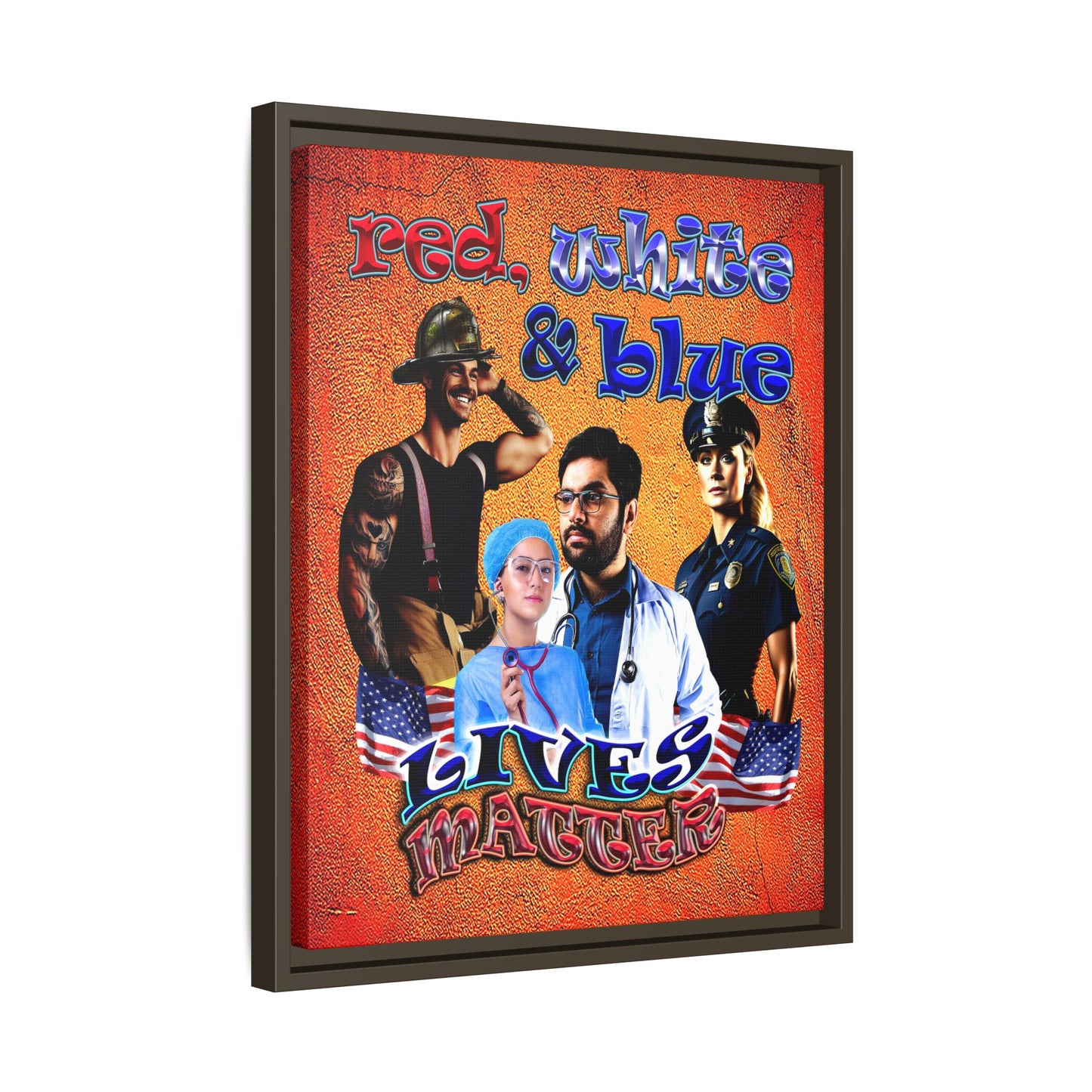 rw&b lives matter - framed canvas art (burnt orange)