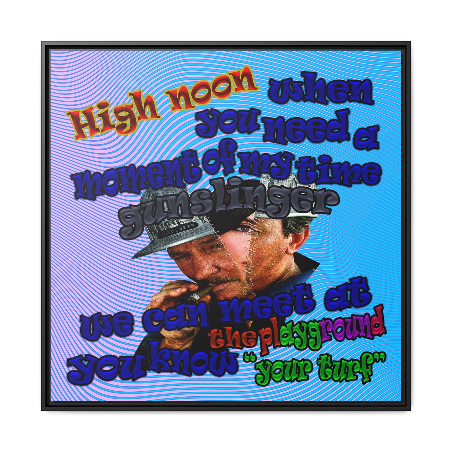 high noon - framed canvas art (light blue-purple wave)