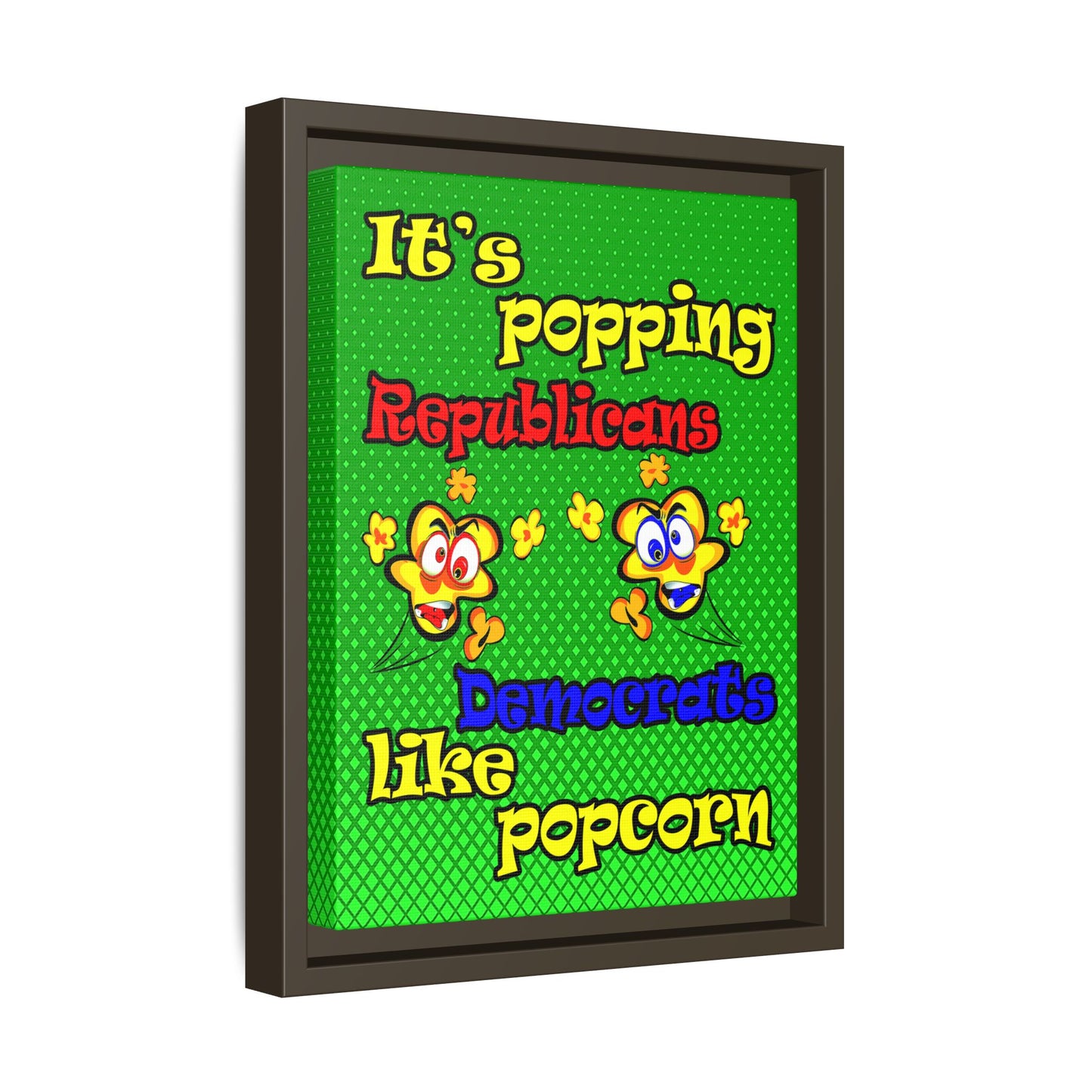 popping like popcorn - framed canvas art (logo green)