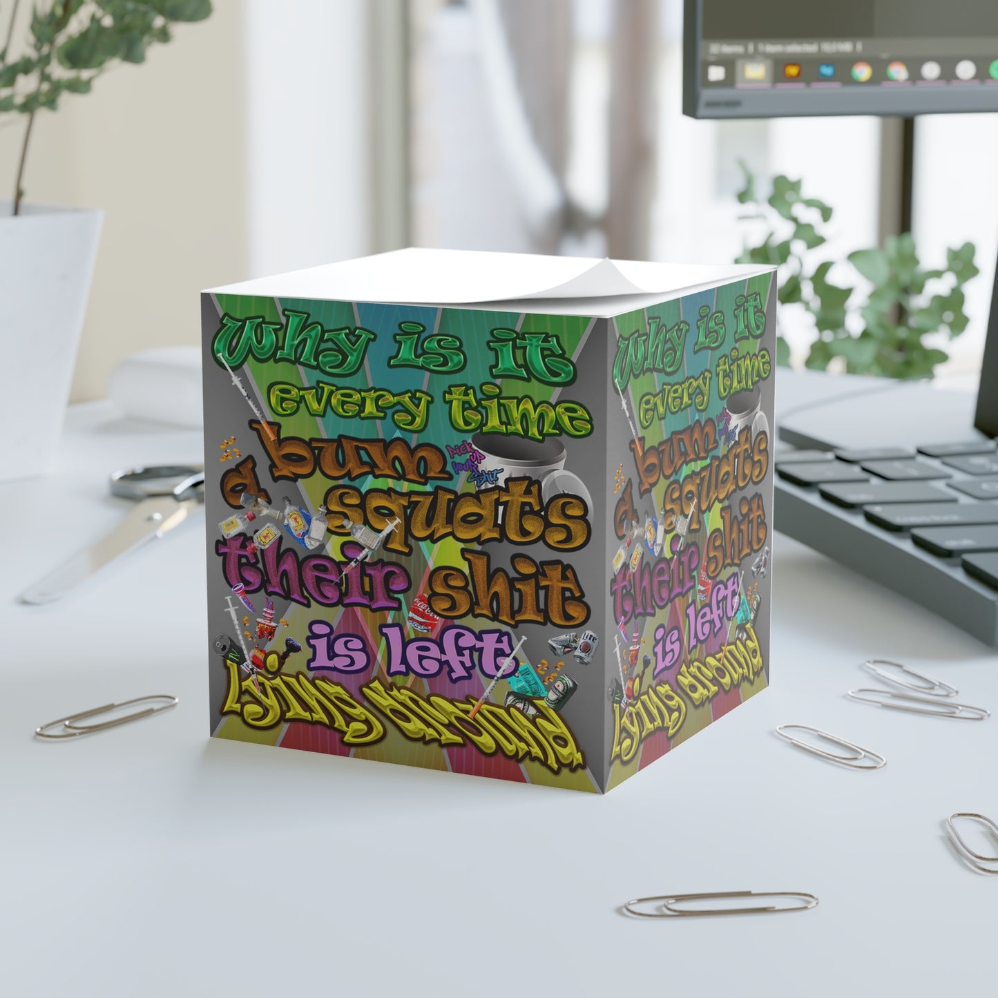 the bum's shit - note cube (rainbow split)