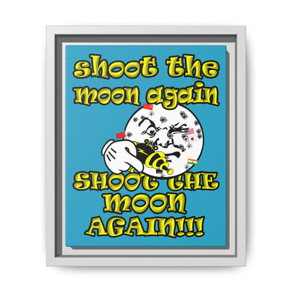 shoot the moon again - framed canvas art (turquoise)