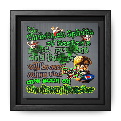 christmas spirits of boston - framed canvas art (grey-light grey)