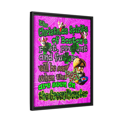 christmas spirits of boston - framed canvas art (pink swirl)