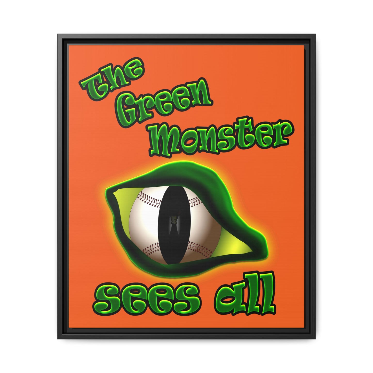 green monster - framed canvas art (orange)