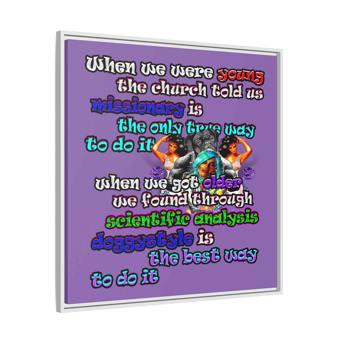 doggystyle - framed canvas art (light purple)