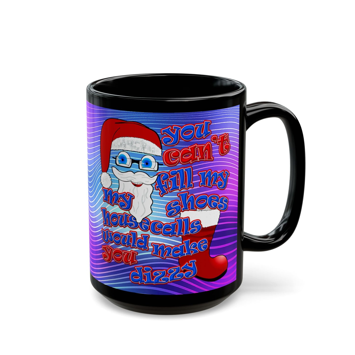 santa's shoes - Black Mug (purple wave)