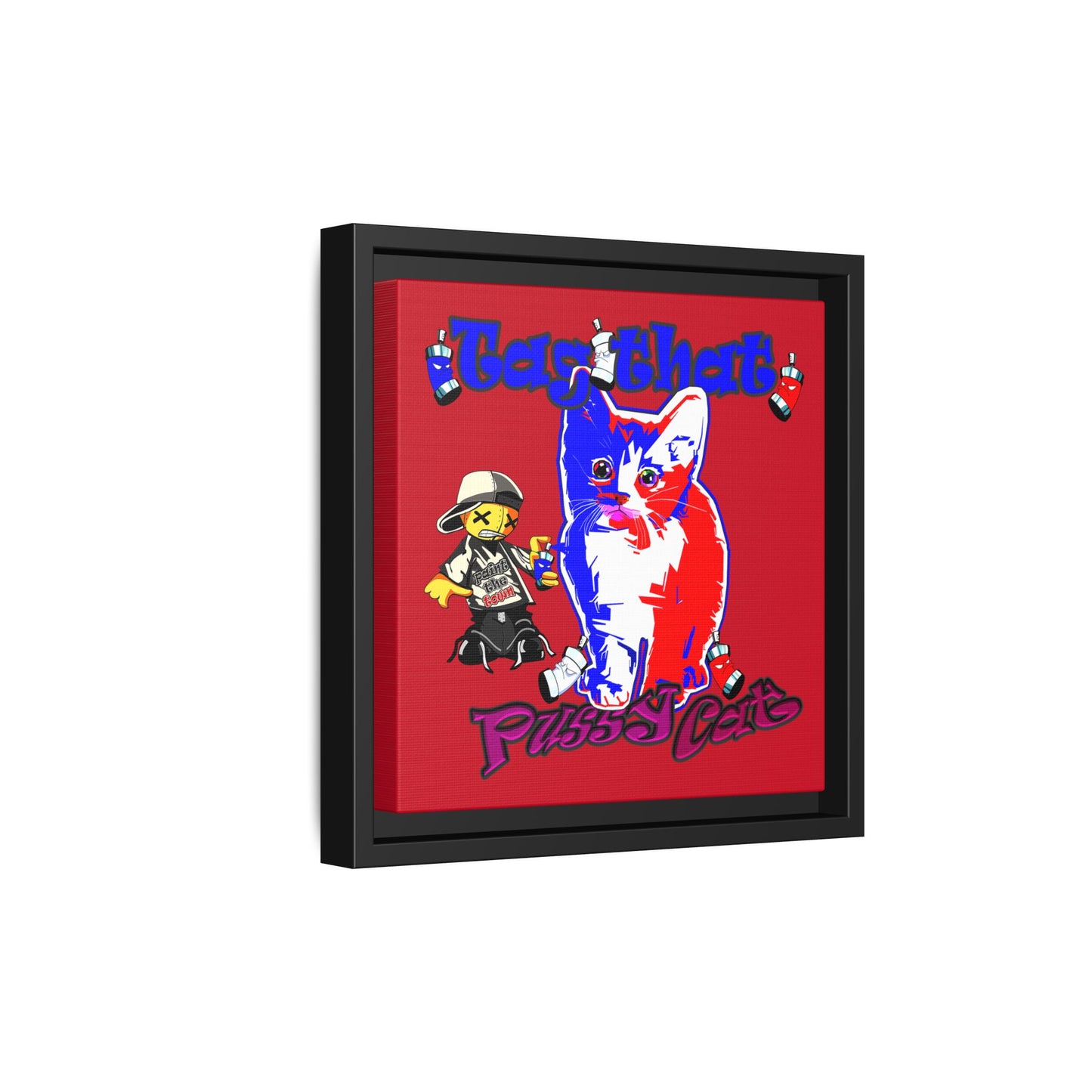 tag that - framed canvas art (dark red)