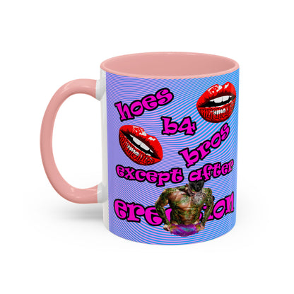 hoes b4 bros - Accent Mug (light blue-purple wave)