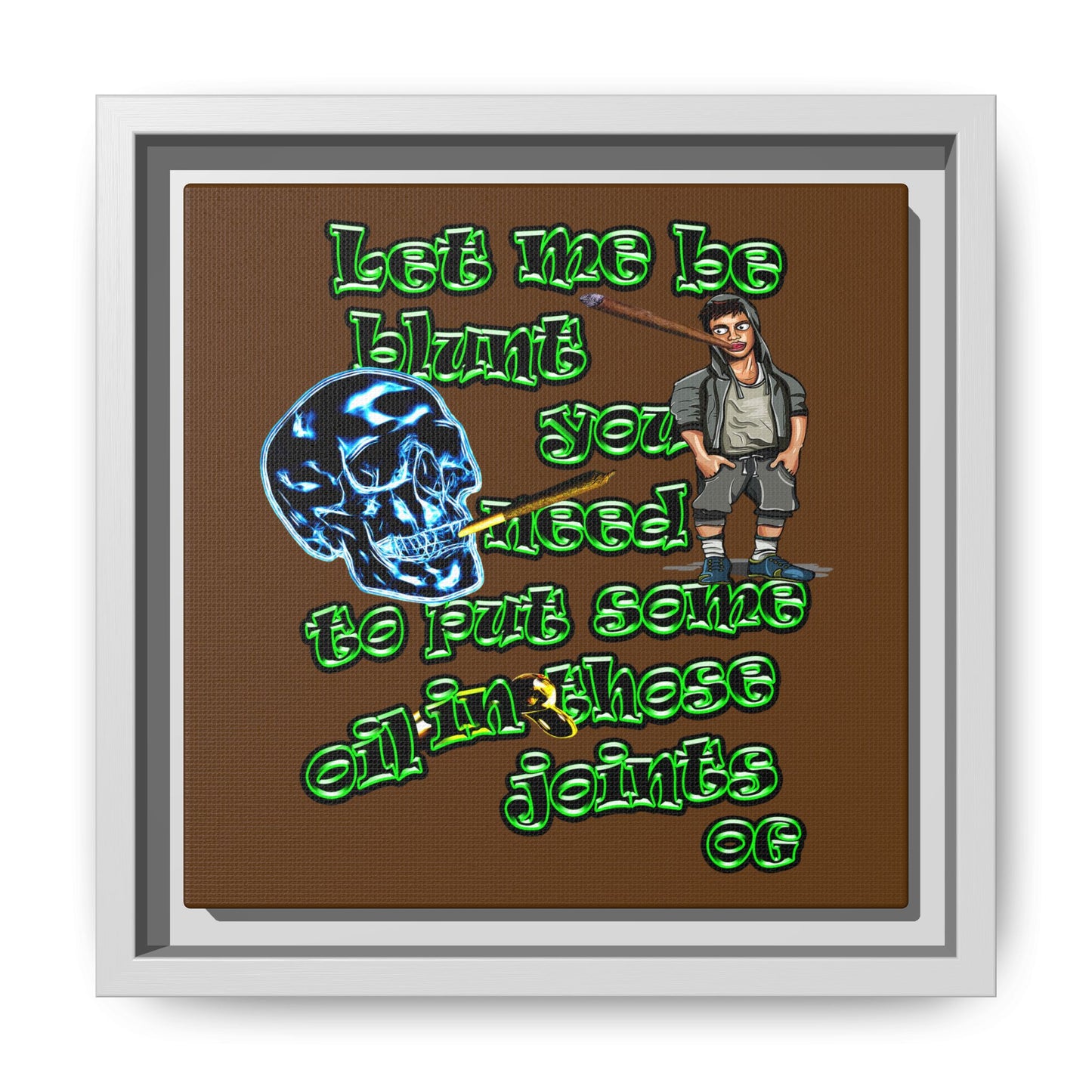 og - framed canvas art (brown)