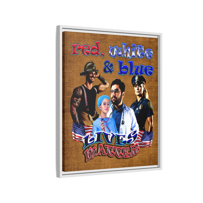 rw&b lives matter - framed canvas art (brown papyrus)