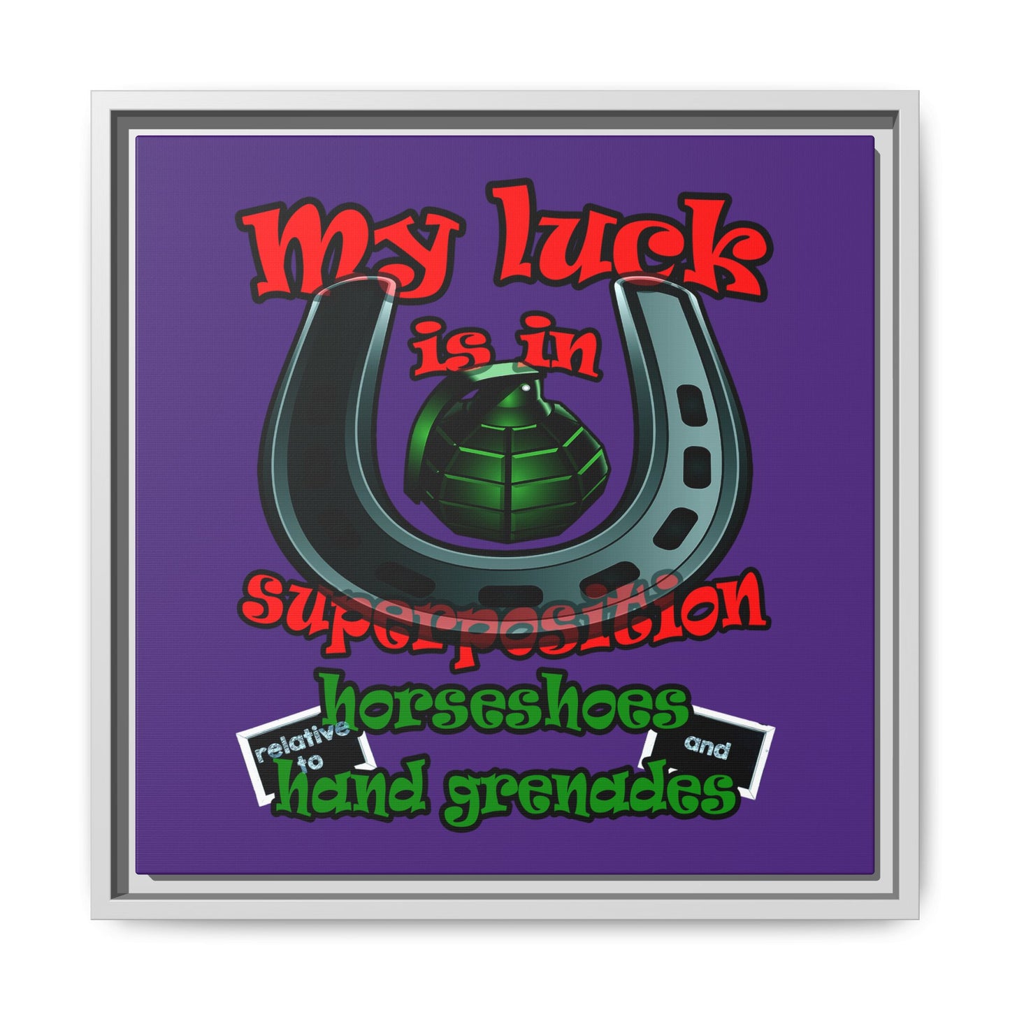 my luck - framed canvas art (purple)
