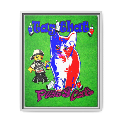 tag that - framed canvas art (green turf)