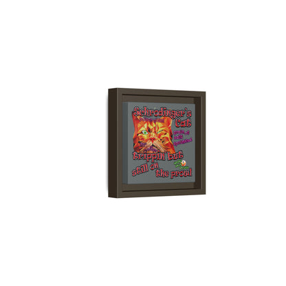 schrodinger's cat - framed canvas art (dark grey)