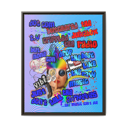 drop the beat - framed canvas art (light blue-purple wave)